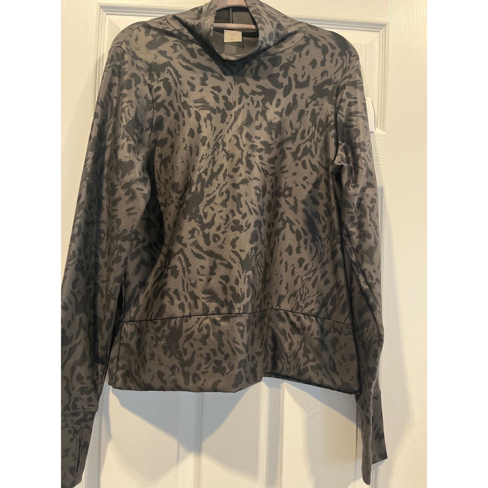 CALIA by Carrie Underwood Mock Neck Leopard Print Long Sleeve Top Grey XL
